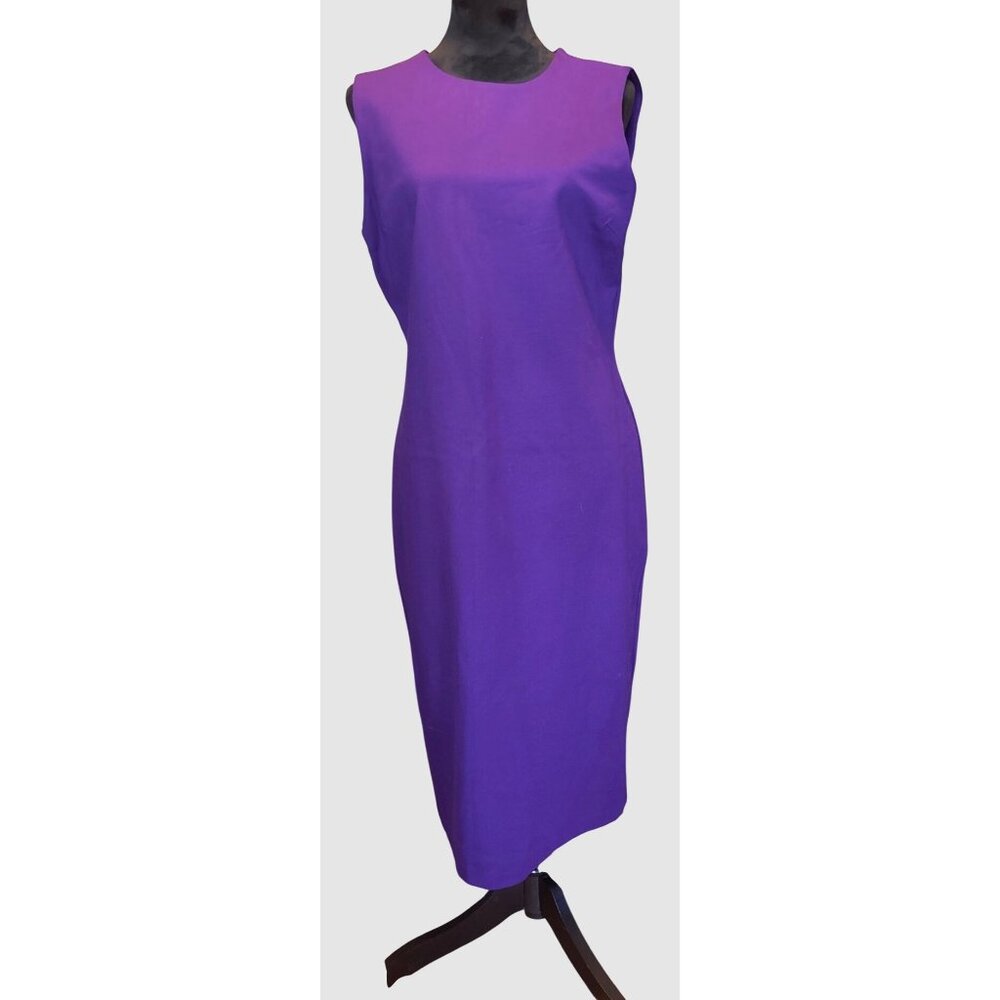 Lauren Ralph Lauren Dress Midi Purple Sleeveless Sheath Dress With Back Zipper S